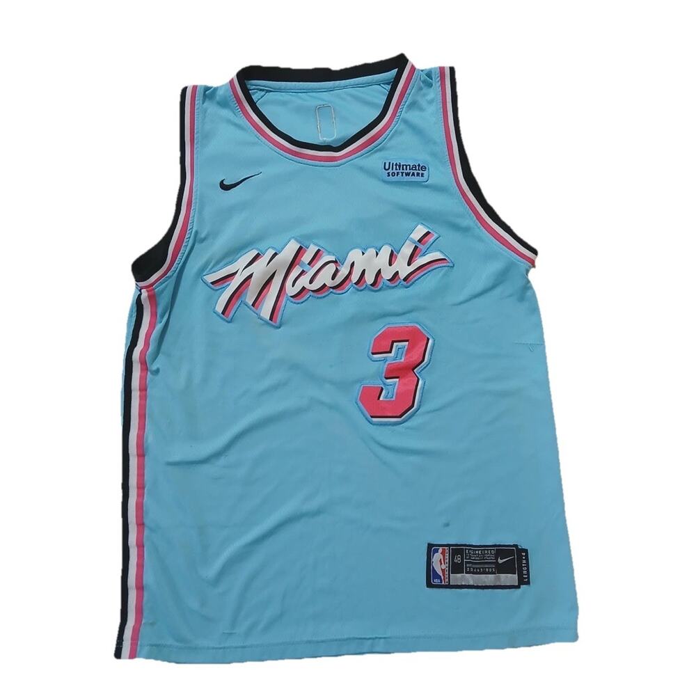 Dwyane Wade Miami Heat Vice Jersey #3 Nike Swingman Blue Size 48